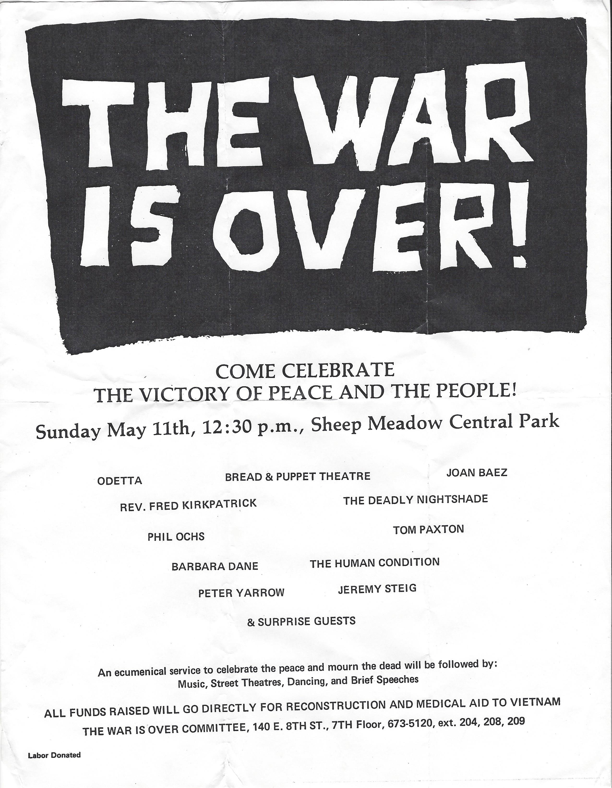 The War Is Over leaflet